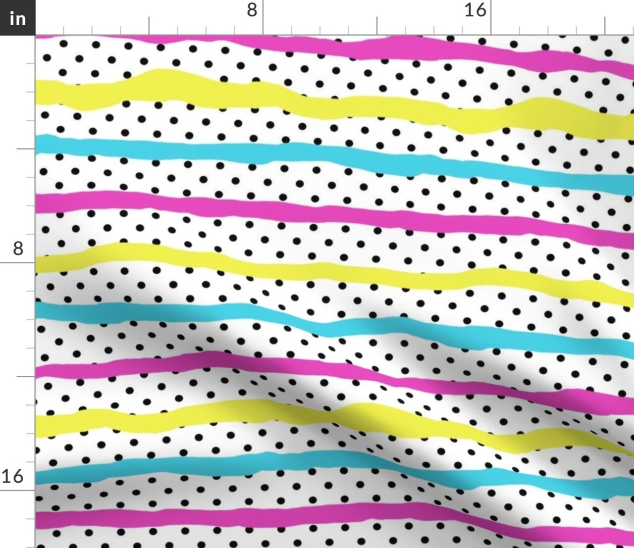 Neon Party Stripes Polka Dots Festive Celebration Birthday 90S 80S Blue Yellow Pink Custom Printed Fabric by Spoonflower Various Fabrics by the Yard or Fat Quarter